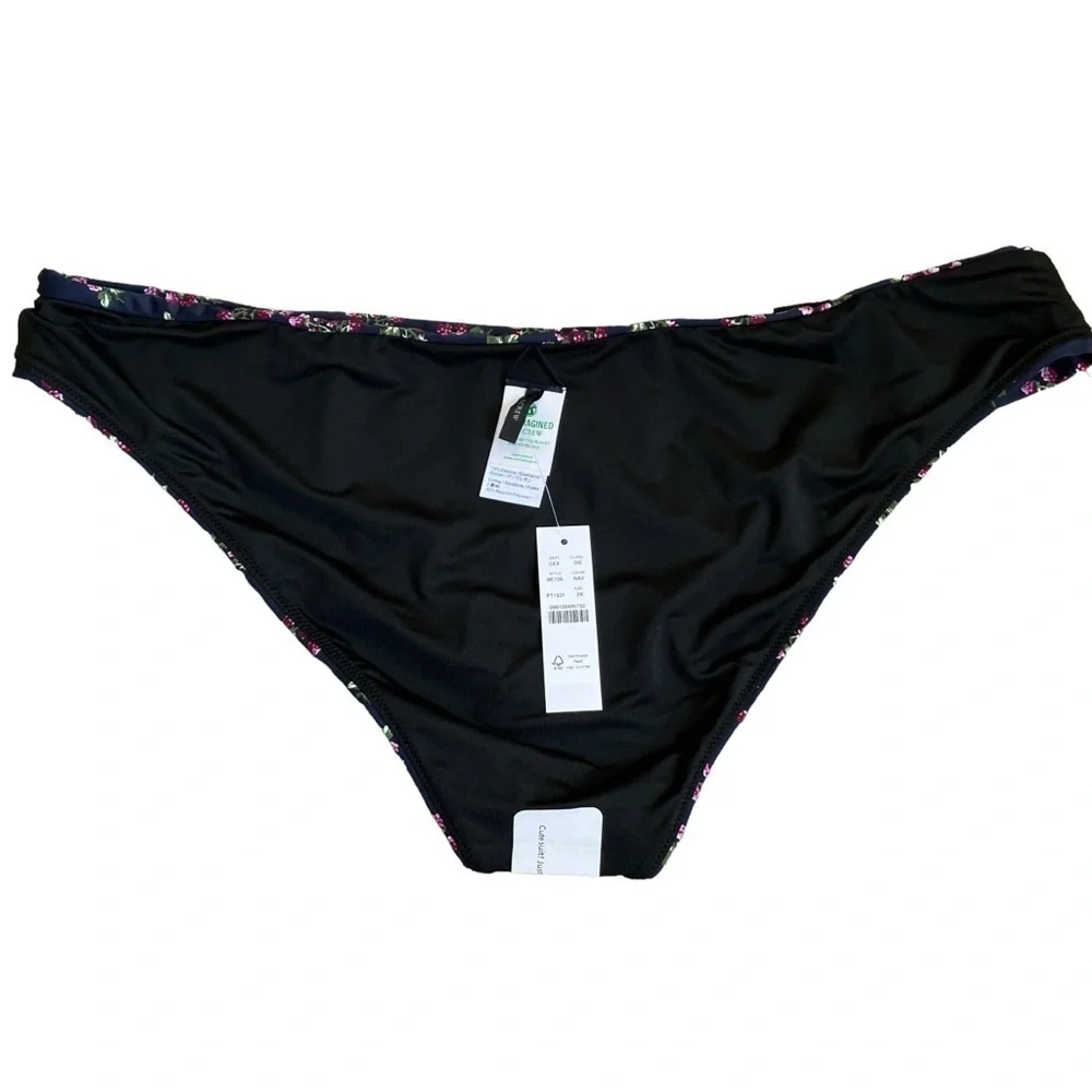 NWT J. Crew Hipster Bikini Bottom in Twilight Berry Navy with Pink Print Sz 2X